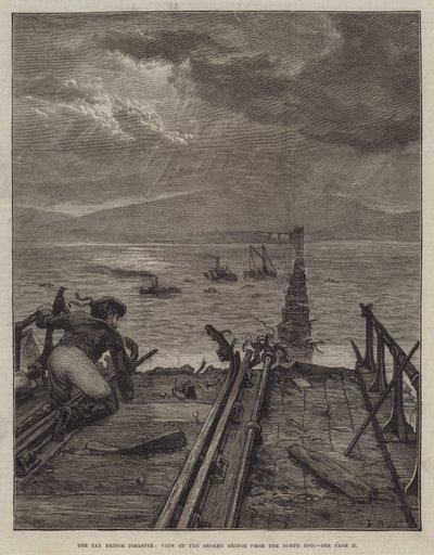 The Tay Bridge Disaster, View of the Broken Bridge from the North End by Frank Dadd